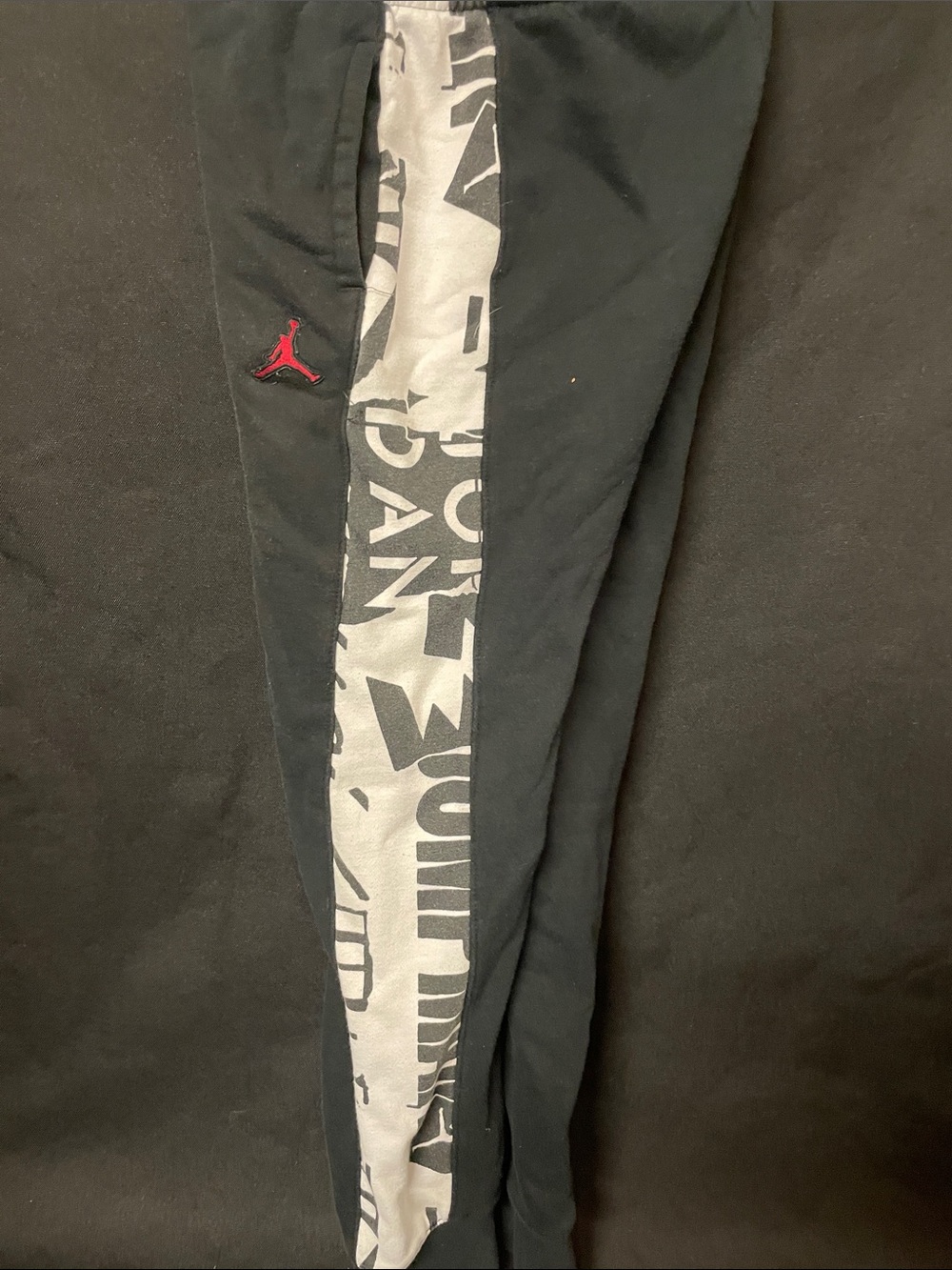 Jordan Black Joggers with Gray Side Stripes and Red Jumpman - Picture 3 of 4